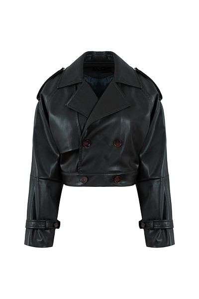 RİVUS Biker Vegan Leather Jacket with Arm and Waist Belt Detail - Khaki