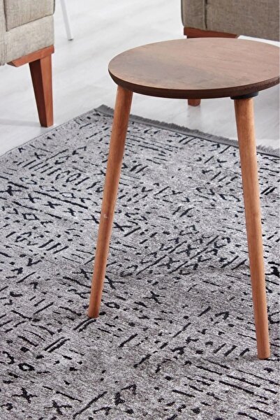 farbateks İskandinav Desen Açık Gri Renkli Makinada Yıkana Bilir Şönil Kilim Kaymaz Taban Makina Halısı