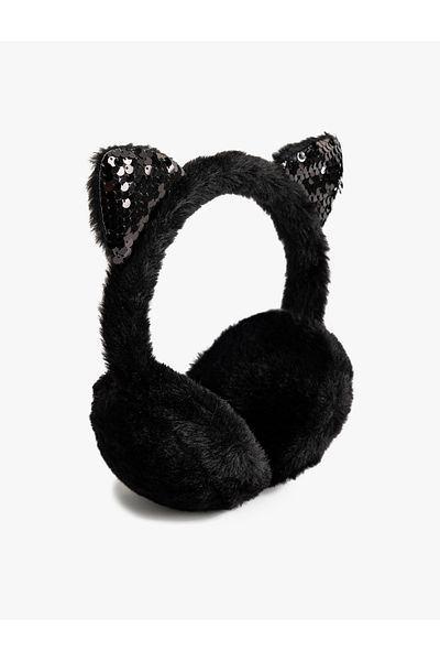 Koton Sequined Plush Earmuff with Sequins - Ear Applique
