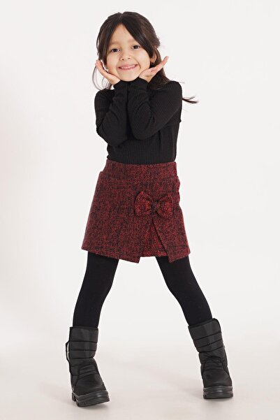 zepkids Red Color Girl's Skirt Suit with Bow Detail