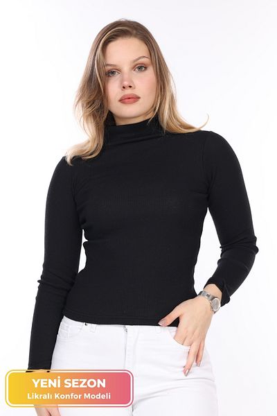 JAWEN Pulover pentru femei, cu gât țesut, cu jumătate de gât, cu textura moale, flexibil, confortabil, model de tricotaje