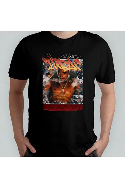 Pixxa TUPAC 2PAC Crew Neck 100% βαμβακερό T-Shirt - Μοντέλο 17