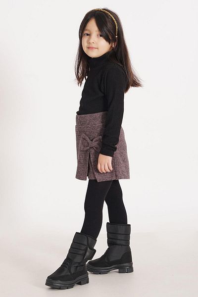 zepkids Pink Color Girl's Skirt Set with Bow Detail