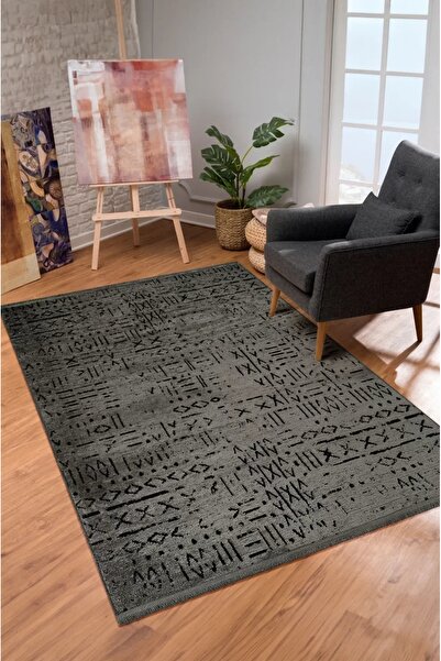 farbateks İskandinav Antrasit Koyu Gri Renk Makinada Yıkana Bilir Şönil Kilim Kaymaz Taban Makina Halısı