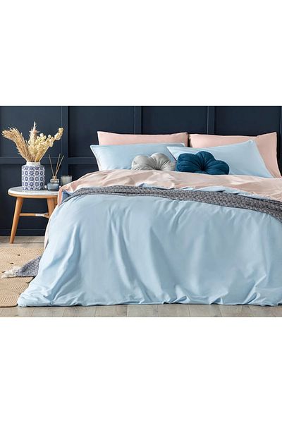 English Home Husă Plapumă Dublă Bumbac Uni 200x220 Cm Albastru - Pudra