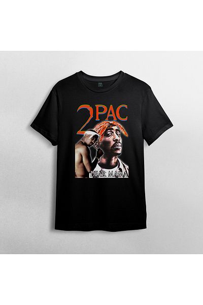 Pixxa TUPAC 2PAC - 100% βαμβακερό μπλουζάκι με λαιμόκοψη μοντέλο 2