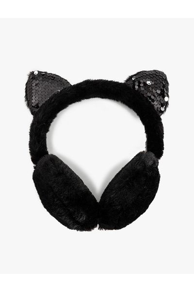 Koton Sequined Plush Earmuff with Sequins - Ear Applique