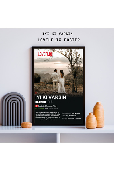 POSTER Kişiye Özel Loveflix Film Siyah Çerçeveli - Sevgiliye, Arkadaşa Ve Doğum Günü Anlamlı Hediye