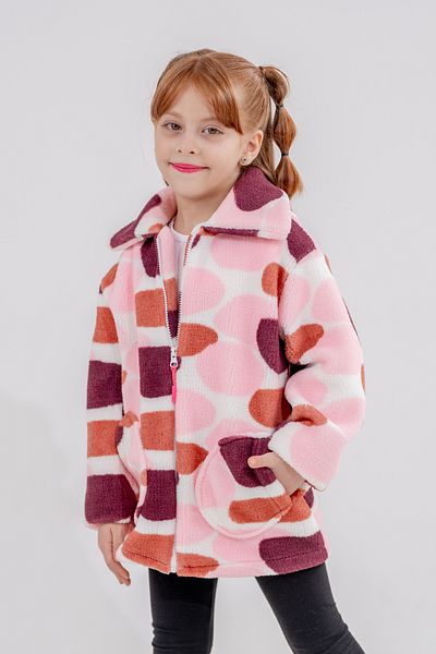 Eray Kids Cămașă pentru fete cu model mixt multicolor, cu fermoar, fleece