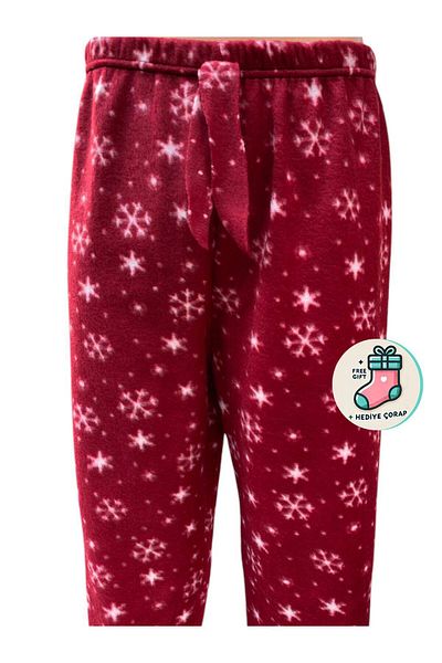 Ladytime Pocketless Winter Fleece Women's Sleepwear Bottom Single Bottom Je34 - Socks Gift