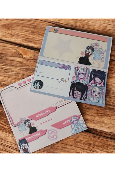 nihonwosekai 2 bucăți NSO Needy Girl Streamer Overdose Anime Memopad 8x8cm 48 coli