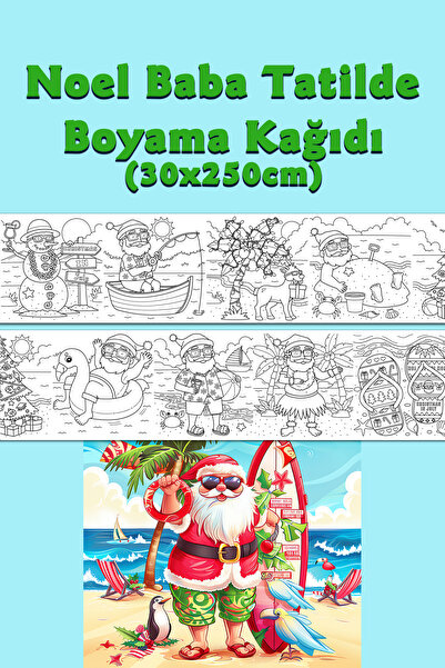 BiWini Noel Baba Tatilde Temalı Dev Boyama Kağıdı 2,5 Metre Rulo Boyama Kağıd...