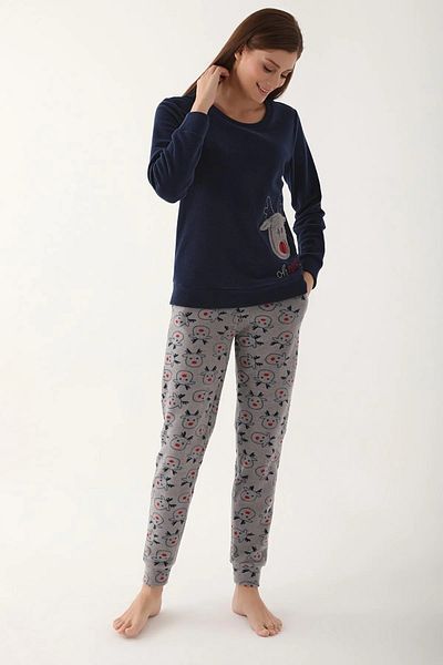 Arnetta Cycling Neck Long Sleeve Women's Fleece Pjamas Suit