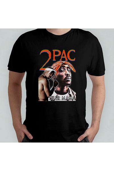 Pixxa TUPAC 2PAC - 100% βαμβακερό μπλουζάκι με λαιμόκοψη μοντέλο 2