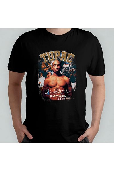 Pixxa TUPAC 2PAC 100% βαμβακερό μπλουζάκι με λαιμόκοψη μοντέλο 11