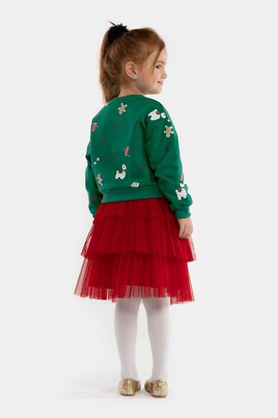 HAUSEkids 4-7 Years Old Ho Ho Ho Ho Girl's Skirted Suit -Green-