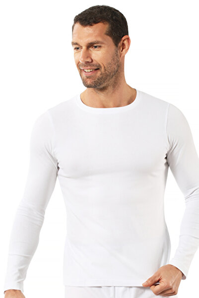 ÖZKAN underwear Özkan 0266 Men's Combed Lycra Cotton Round Neck Long Sleeve T-Shirt Undershirt