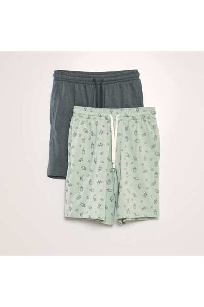 KIABI Pack of 2 pairs of jersey shorts GREEN