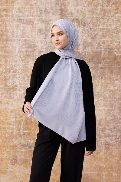 İpekhan Toamnă Iarnă Şal Jacquard Mătăsos Argintiu 9020-09