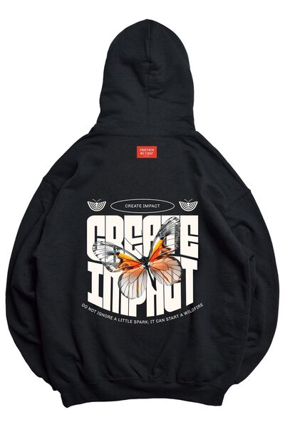 Marco Fresco Φούτερ με κουκούλα Unisex Butterfly Design Oversize