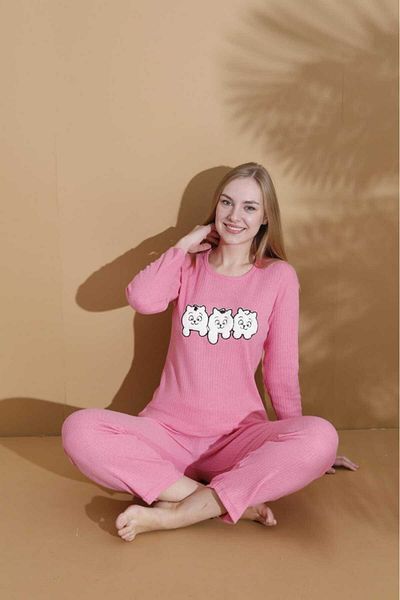LİLA İÇ GİYİM Winter Teddy Bear Soft Pajama Suit