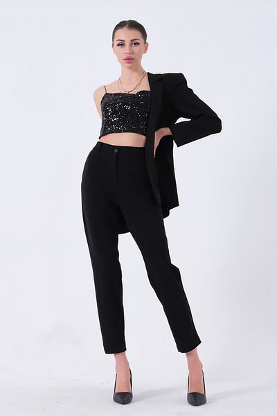 Feminist Black Classic Collar Jacket Suit 0106309