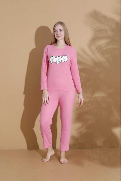 LİLA İÇ GİYİM Winter Teddy Bear Soft Pajama Suit