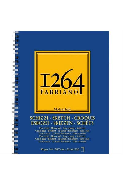 Fabriano 1264 Sketch 90 gr A4 120 Sheets Side Spiral Drawing Notebook
