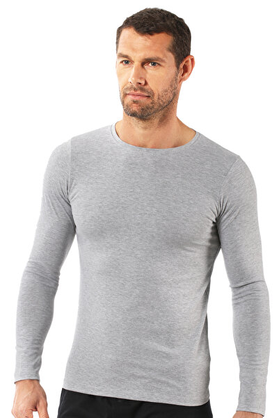 ÖZKAN underwear Özkan 0266 Men's Combed Lycra Cotton Round Neck Long Sleeve T-Shirt Undershirt