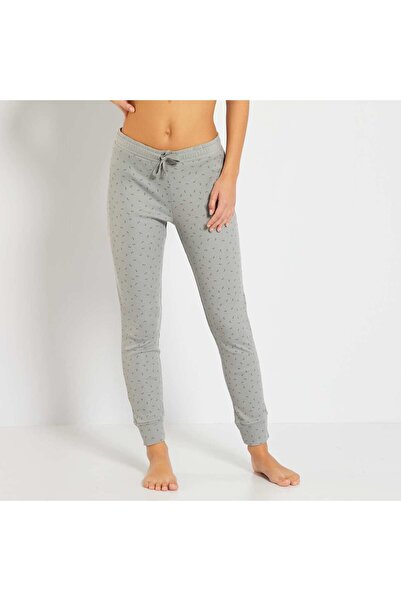 KIABI Fine ribbed cotton trousers GREY