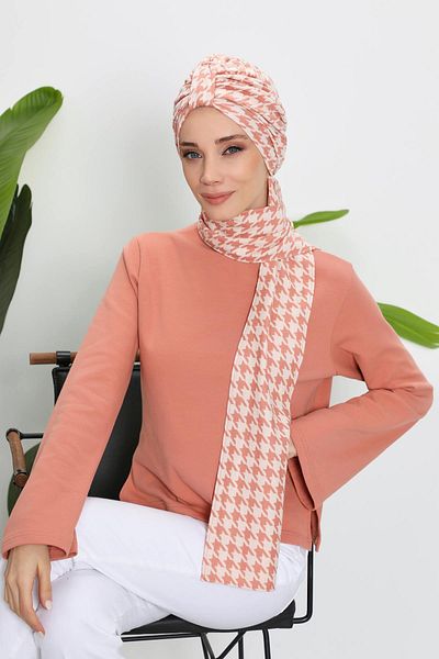 Aisha's Design عمامة بونيه منقوشة مع وشاح شتوي، b-80div