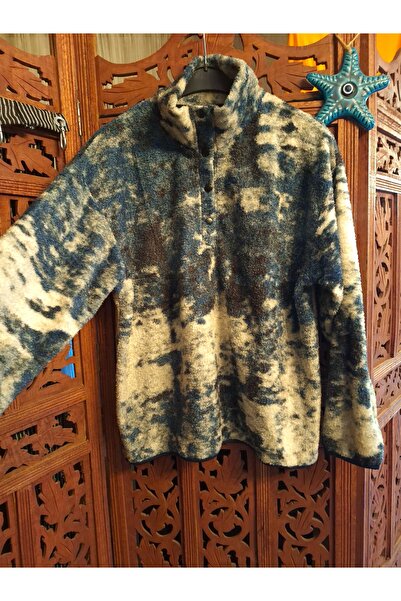 AZRASYA Batik Desen Balıkçı Yaka Polar Kazak