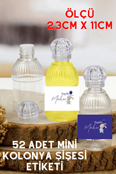 Netsan Etiket Erkek Bebek Tavşan Desen 52 Adet Kolonya Etiketi - 2,3x11cm Kuş...