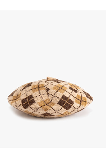 Koton Ressam Bere Şapka Triko Ekoseli