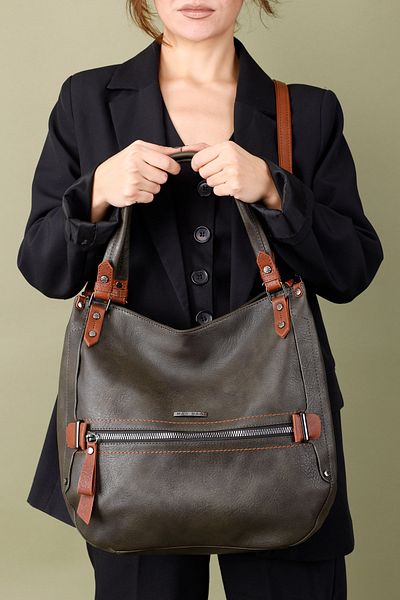 Getcho Lisvel Women's Zippered Large Khaki Shoulder Bag and Crossbody Bag Large Volume Daily Stylish Convenient