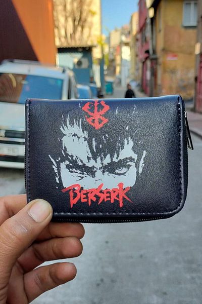 Köstebek Black Anime Berserk Guts Black Swordsman Short Wallet