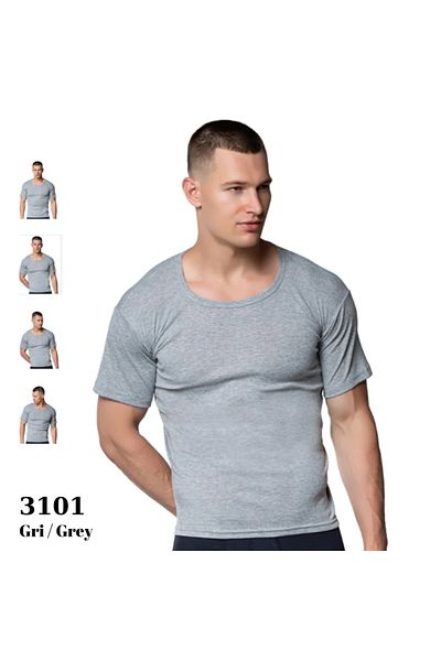 Ravepi Collection Ασημένια εσώρουχα 6'li 3101 Ανδρική πολύχρωμη ριμπ λαιμόκοψη