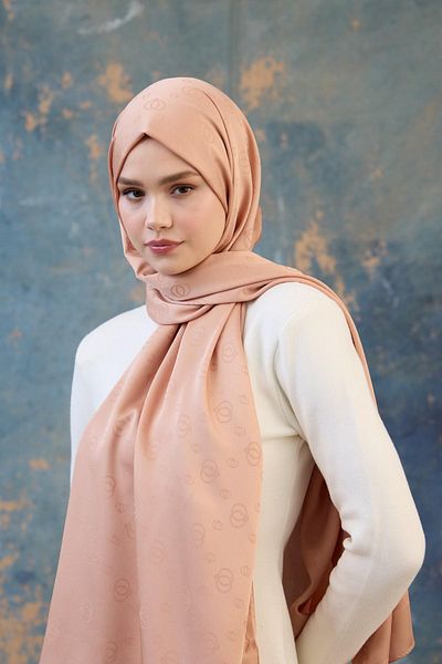 İpekhan Fall Winter Silky Jacquard Shawl Honey Foam 9018-17
