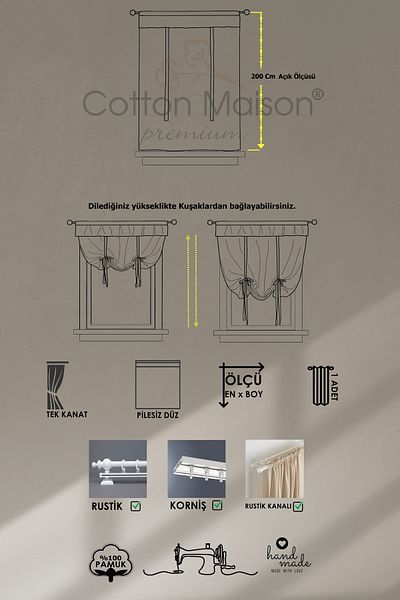 cotton maison Cortina de in din tul cu oală