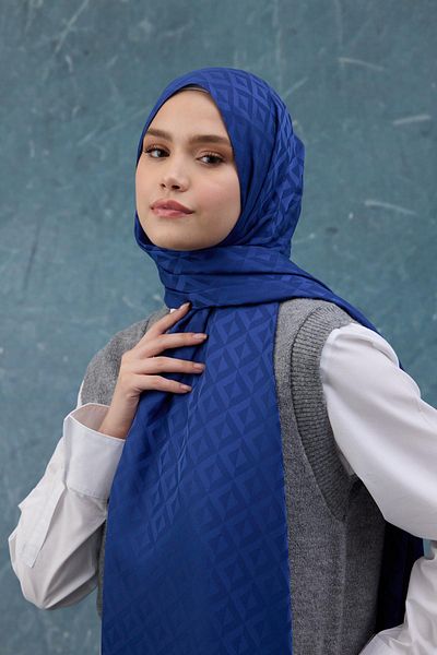 İpekhan Şal jacquard mătăsos albastru noapte - toamnă iarnă 9019-32