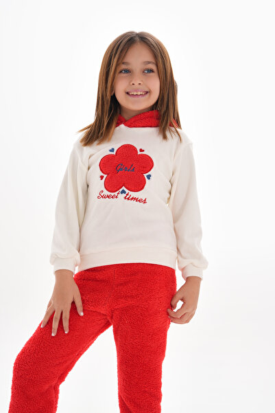 ROBA KIDS Set fete fleece - pluș, detaliu broderie, glugă RB-704