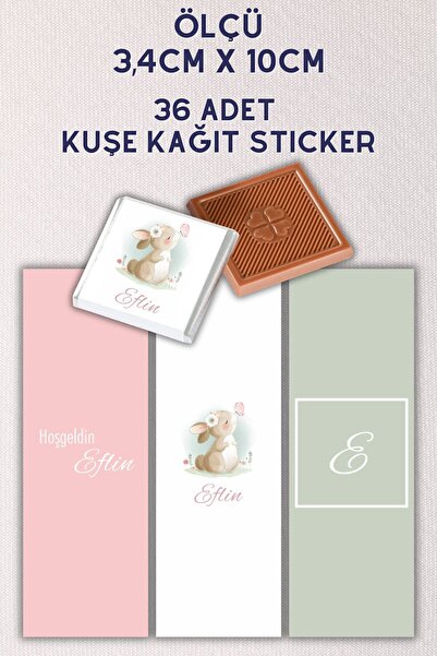 fırsatlar diyarı Özel Isimli Çikolata Sargı Etiketi Yapışkanlı 3,5 X 10 Cm Ku...