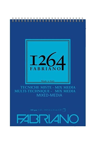 Fabriano 1264 Mix Media - 300 г A3, 30 аркушів, спіральна палітурка зверху, багатофункціональний блокнот