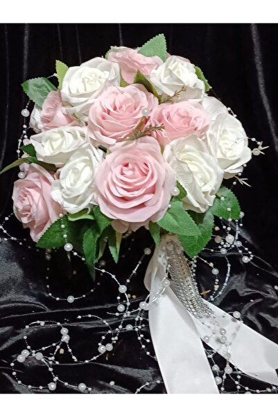 GİZEM DİYARI ΡΟΖ ΛΕΥΚΟ ΤΡΙΑΝΤΑΦΥΛΛΟ ΜΕ ΠΕΡΛΕΣ ΝΥΦΙΚΟ ΛΟΥΛΟΥΔΙ ΛΟΥΞ