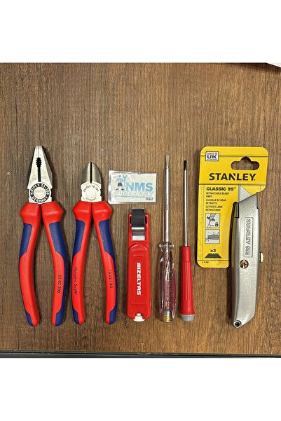Knipex 6 Parça Tam Profesyonel Usta Seti. 200 Mm Pense, 180 Mm Yan Keski, İzeltaş Set NMS HIRDAVAT