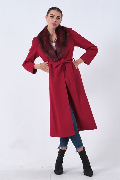 Feminist Red Stamp Coat - Mobile and Fur Lined0108070