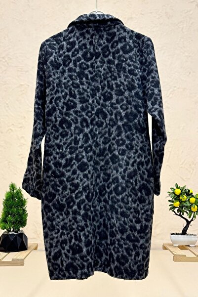 sahnemoda Leopard print long open front coat