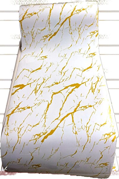 ÖZBALBAN Sarı Damarlı Mermer Desenli Beyaz Zeminli Pvc Mika Masa Örtüsü Kalın...