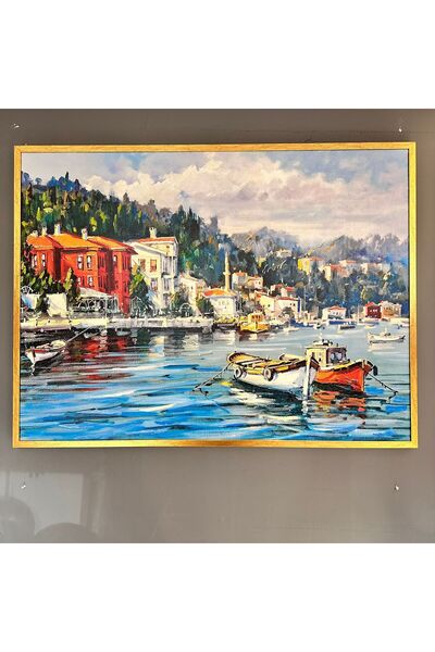 atlantis dekor Dokulu Yağlı Boya Tablo / Boğaz Manzarası