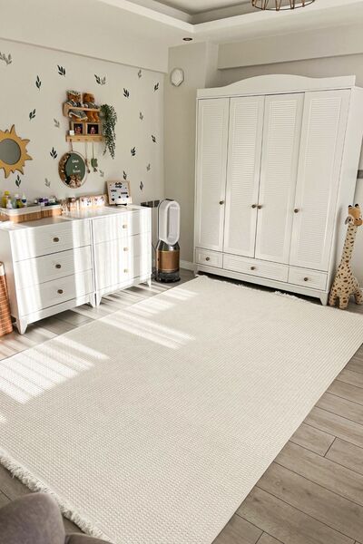 Cool Halı Vera 1451 Krem Yumuşak Dokulu Halı Kilim Salon Mutfak Koridor Kesme Yolluk Dokuma Makine Halısı